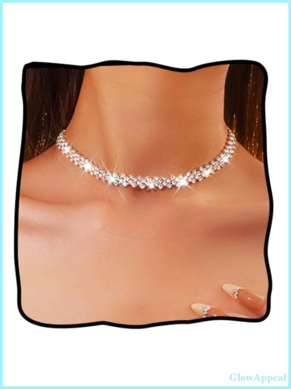 Rhinestone Choker Necklace Silver Diamond Chain Jewelry for Women Adjustable
